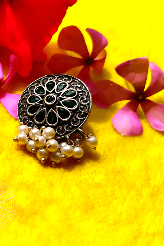 CHAITRA Silver Oxidized Stud