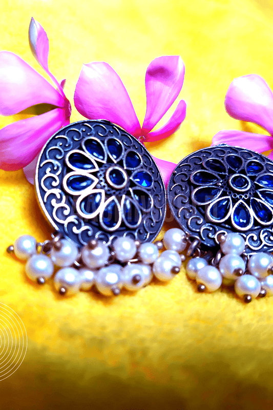 CHAITRAVI Silver Oxidized Stud