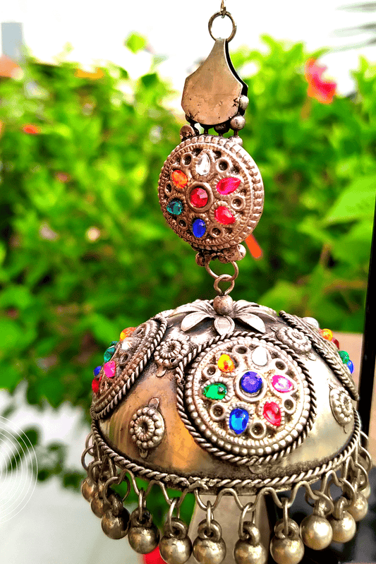 LAAVANYA Silver Oxidized Jhumka Vaagmi World