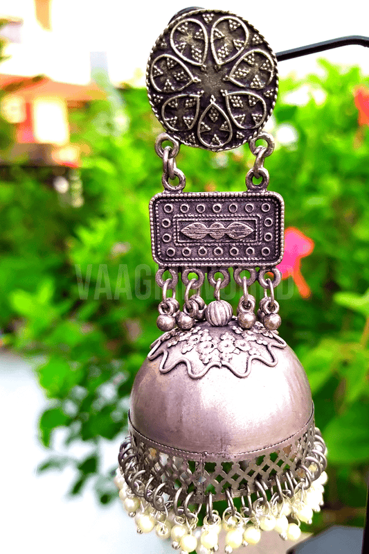 MAALINI Silver Oxidized Jhumka Vaagmi World