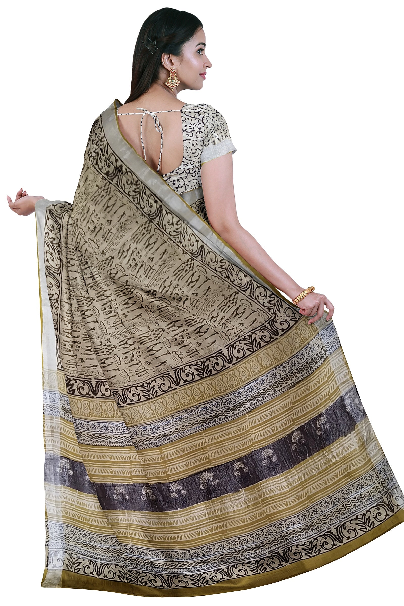 VAAGMI WORLD LINE COTTON THE TRIBE HANDBLOCK PRINT SAREE
