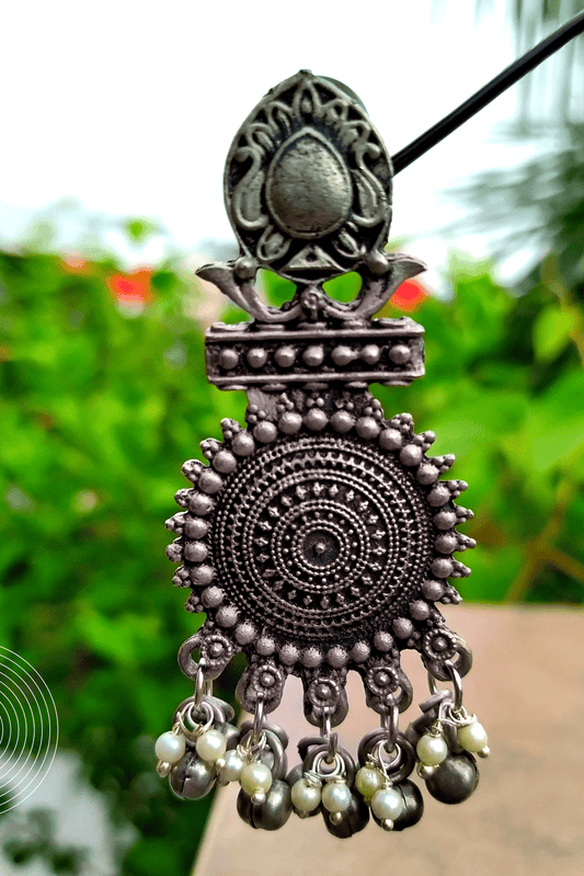 Manavi Silver Oxidized Jhumka