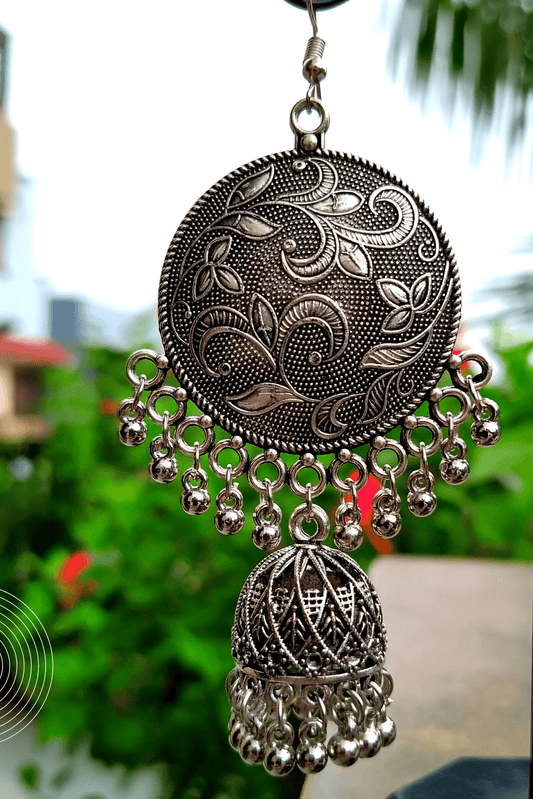 Sagarika Silver Oxidized Jhumka